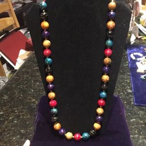 Multi colored beads. Long necklace.
